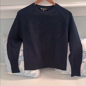 Athleta Blue Crew Neck Sweater with Ribbed Detailing